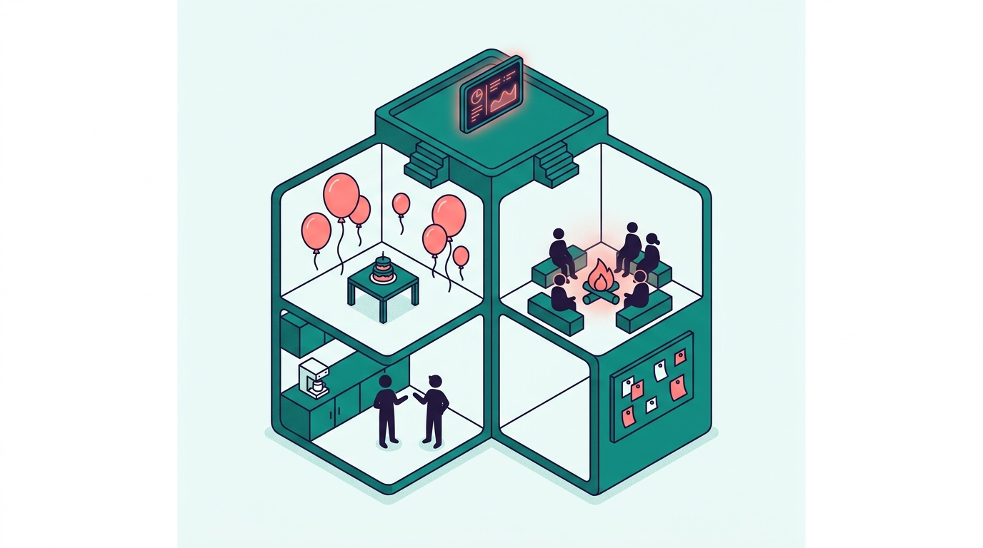 Team culture running inside the chat tool — the digital office where remote work happens