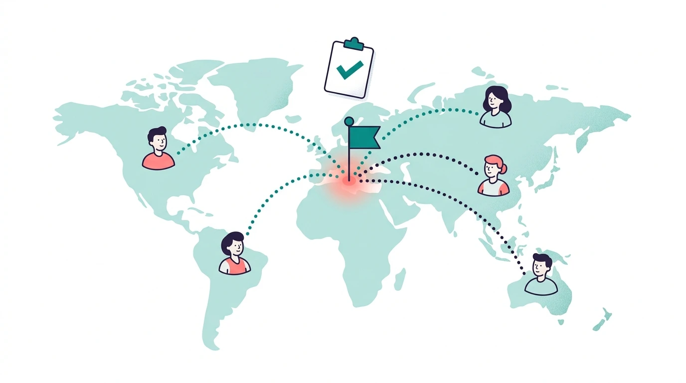 Event logistics for a remote team converging from around the world to one meeting point